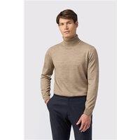 Melka Sand Merino Knit Roll Neck Jumper Beige