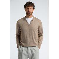 Melka Open Neck Knit Beige by Suit Direct