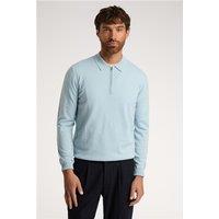 Melka Blue Zip Knit Regular Fit Polo Blue by Suit Direct