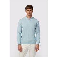 Melka Blue Zip Knit Regular Fit Polo Blue