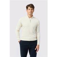 Melka Ecru Zip Neck Cable Knit Jumper Beige