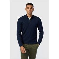 Melka Navy Blue Zip Neck Cable Knit Jumper Navy Blue