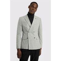 Farah Slim Fit Oakwood Grey Stripe Double Breasted Flannel Men's Suit Jacket