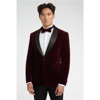 Limehaus Slim Fit Burgundy Velvet Red Men's Tuxedo Suit Jacket by Suit Direct