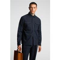 Melka Navy Blue Flannel Long Sleeve Overshirt