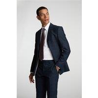 Alexandre Tailored Fit Navy Flannel Fawn Overcheck Grey Men's Suit Jacket