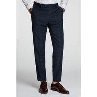 Alexandre Tailored Fit Navy Fawn Overcheck Men's Trousers, Grey