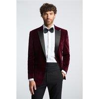 Limehaus Regular Fit Burgundy Velvet Jacket