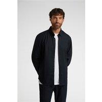 Melka Navy Blue Button Down Collar Overshirt