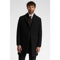 Melka Slim Fit Black Overcoat