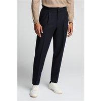 Melka Relaxed Wool Blend Flannel Men's Trousers, Navy