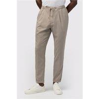 Melka Beige Drawstring Men's Trousers With Turn Up