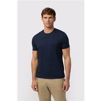 Melka Navy Blue Crew Neck Regular Fit T-Shirt, Egyptian Cotton