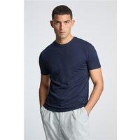 Melka Crew Neck Regular Fit T-Shirt - Navy Blue, Egyptian Cotton