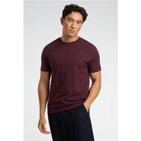 Melka Crew Neck Regular Fit T-Shirt - Burgundy, Egyptian Cotton. Red by Suit Direct