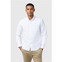 Melka White Mens Oxford Regular Fit Shirt, Long Sleeve