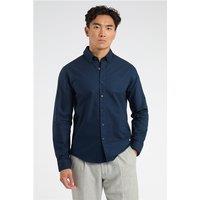 Melka Navy Blue Mens Oxford Regular Fit Shirt, Long Sleeve