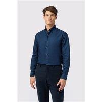 Melka Navy Blue Mens Oxford Regular Fit Shirt, Long Sleeve