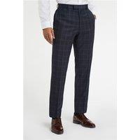 Racing Green Regular Fit Blue Tan Check Wool Men's Trousers
