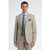 Racing Green Regular Fit Beige Check Wool Stretch Men's Suit Jacket