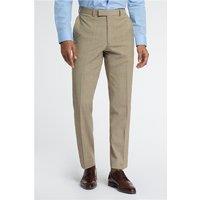 Racing Green Regular Fit Beige Check Wool Stretch Men's Trousers