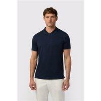 Melka Navy Blue Quarter Zip Jersey Regular Fit Polo, Egyptian Cotton