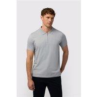 Melka Grey Quarter Zip Jersey Regular Fit Polo, Egyptian Cotton
