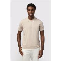 Melka Taupe Quarter Zip Jersey Regular Fit Polo, Egyptian Cotton, Grey