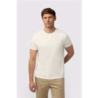 Melka Ecru Crew Neck Regular Fit T-Shirt, Egyptian Cotton, Beige