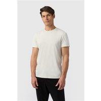 Melka Ecru Crew Neck Regular Fit T-Shirt, Egyptian Cotton, Beige