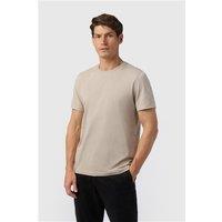 Melka Taupe Crew Neck Regular Fit T-Shirt, Egyptian Cotton, Grey