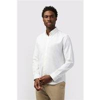 Melka White Linen Mens Regular Fit Shirt, Long Sleeve