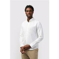 Melka White Linen Mens Regular Fit Shirt, Long Sleeve