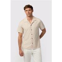 Melka Beige Linen Mens Regular Fit Shirt, Long Sleeve