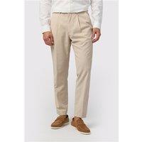 Melka Oatmeal Striped Men's Trousers, Striped, Beige