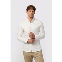 Melka Beige Mens Slim Fit Shirt, Long Sleeve