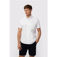 Melka White Mens Oxford Regular Fit Shirt, Short Sleeve