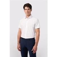 Limehaus White Mens Shirt, Short Sleeve, Tailored Fit, Stretch Fabric