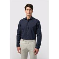 Alexandre Navy Blue Mens Poplin Shirt, Long Sleeve, Egyptian Cotton, Tailored Fit