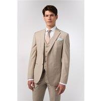 Alexandre Tailored Fit Stone Chalkstripe Performance Men's Suit Jacket