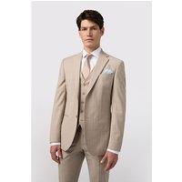 Alexandre Tailored Fit Stone Chalkstripe Performance Men's Suit Jacket
