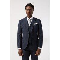 Alexandre Tailored Fit Performance Dark Navy Blue Stone Check Men's Suit Jacket