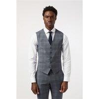 Alexandre Tailored Fit Blue Seafoam Check Waistcoat