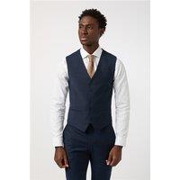 Alexandre Tailored Fit Navy Blue Texture Waistcoat