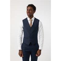 Alexandre Tailored Fit Navy Blue Texture Waistcoat