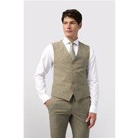 Alexandre Slim Fit Sage Linen Waistcoat