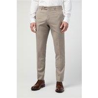 Alexandre Tailored Fit Italian Oatmeal Blue Check Men's Trousers, Beige