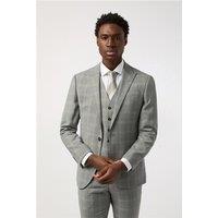 Alexandre Tailored Fit Performance Cool Grey Windowpane Check Men's Suit Jacket
