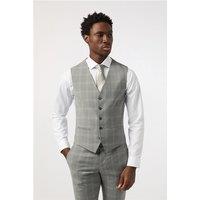 Alexandre Tailored Fit Cool Grey Windowpane Check Waistcoat
