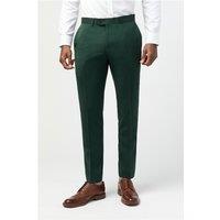Alexandre Tailored Fit Italian Super 100'S Bottle Green Twill Men's Trousers